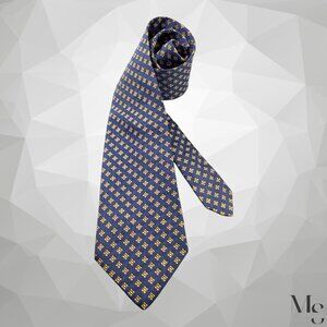 MICHAEL J. DRAKE Blue Geometric Silk Tie Hand Made England 58”-3.9" EX COND